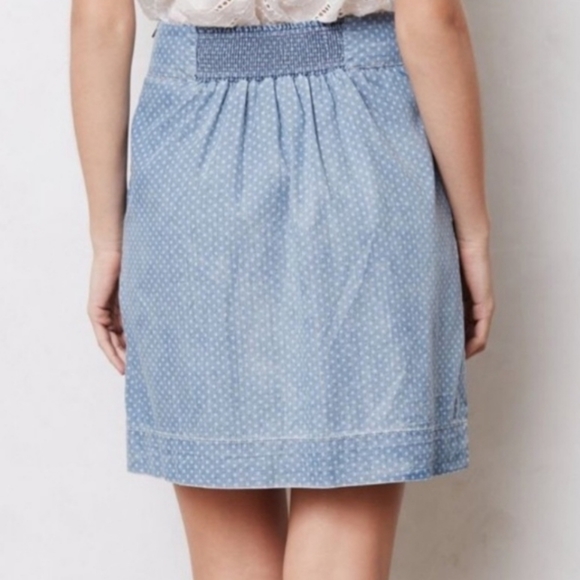 Anthro | Holding Horses Chambray Dot Skirt - Picture 2 of 6